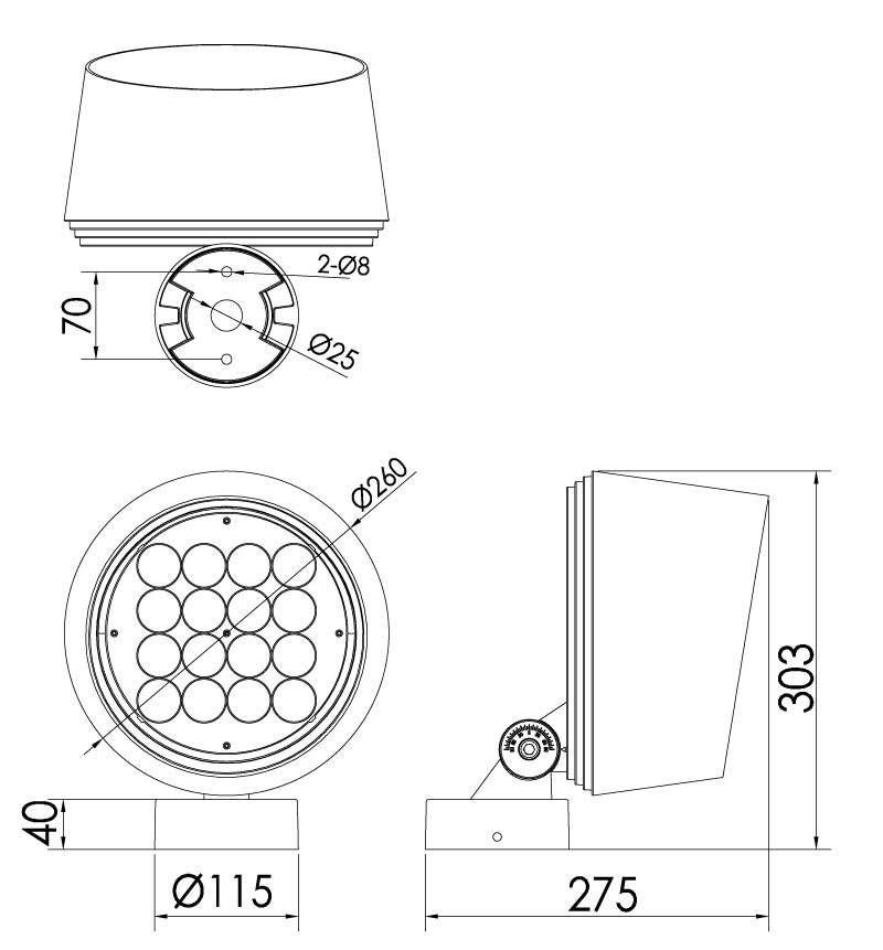 LED Fluter Lora Abmessung