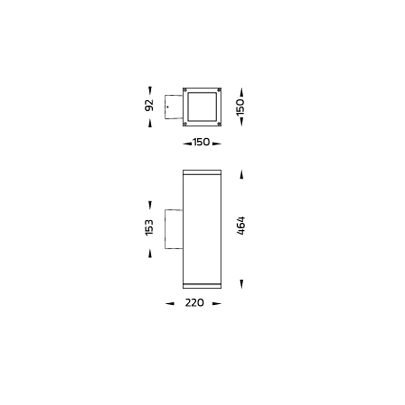 Core Maxi LED Wandleuchte beidseitig strahlend Abmessungen
