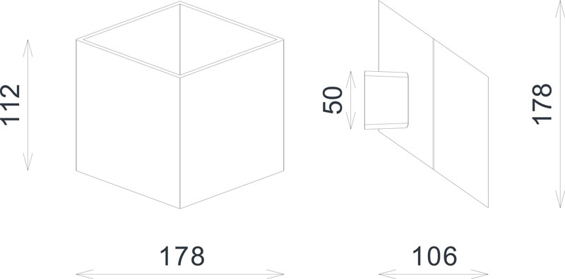 Abmessungen CUBE LED Wandleuchte