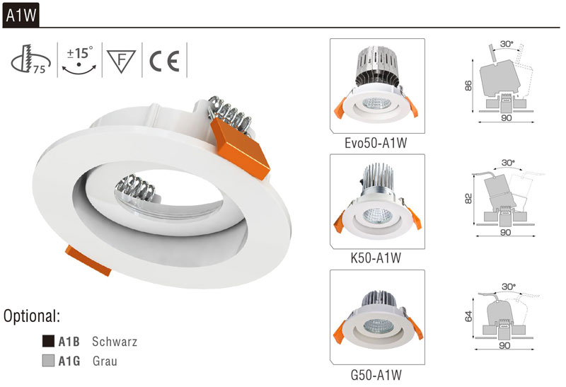 LED Strahler Einbaurahmen SML A1W