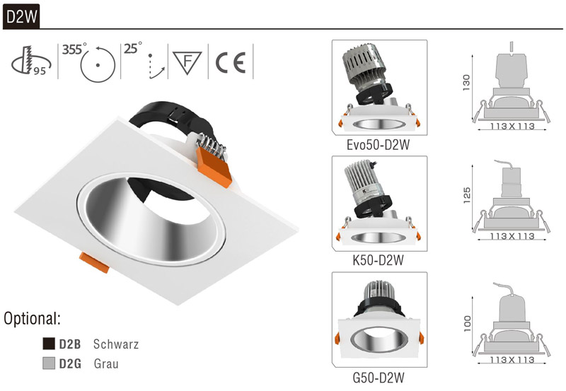 LED Strahler Einbaurahmen D2W