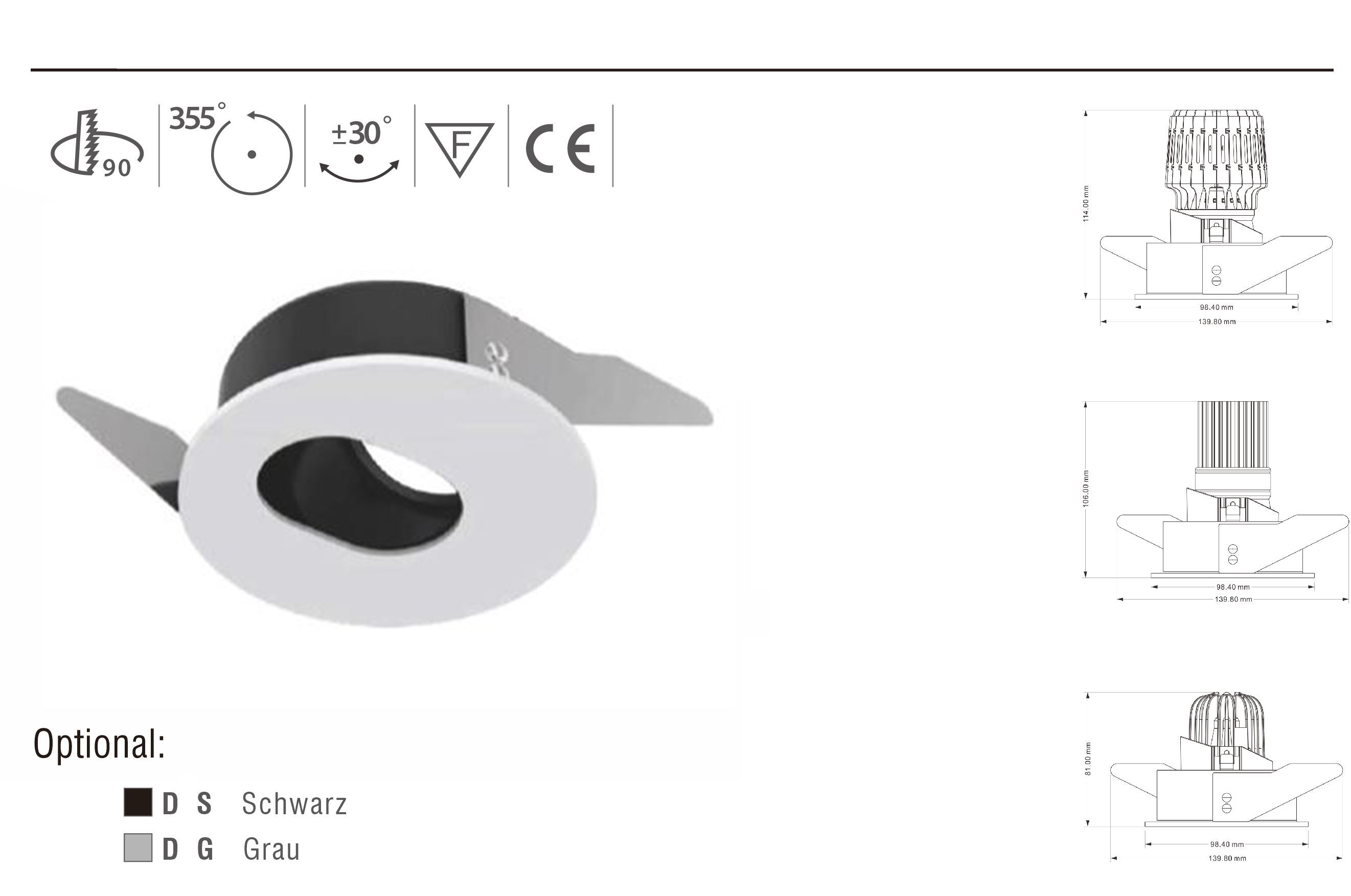 LED Strahler Einbaurahmen D5W
