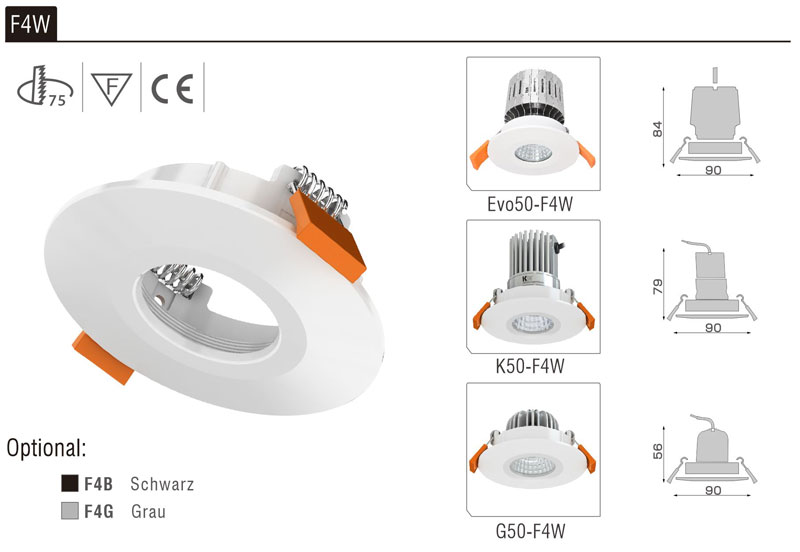 LED Strahler Einbaurahmen F4W