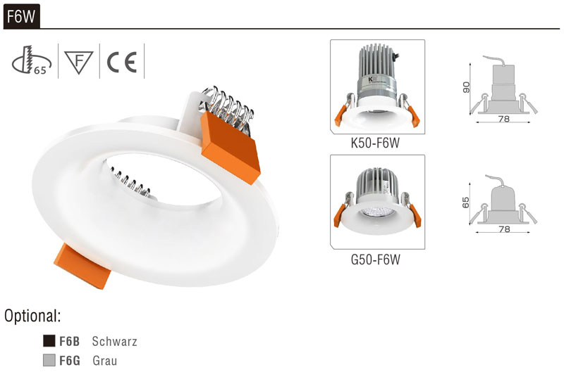 LED Strahler Einbaurahmen F6W