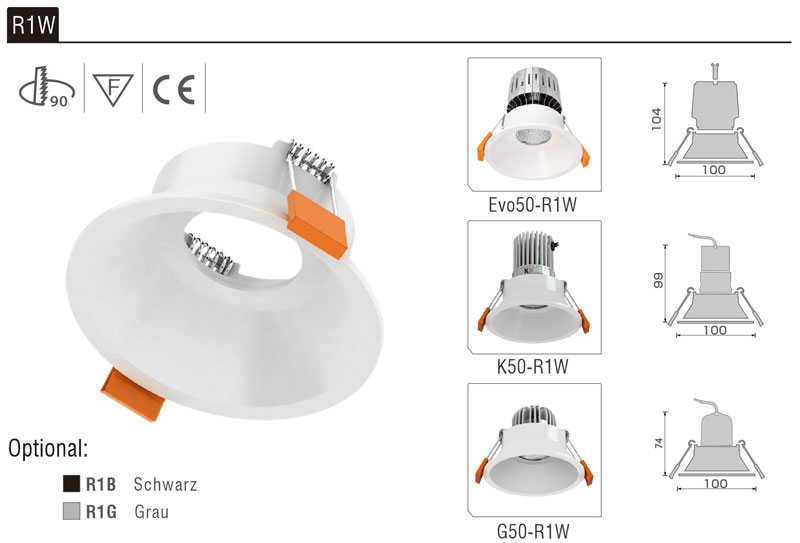LED Strahler Einbaurahmen R1W