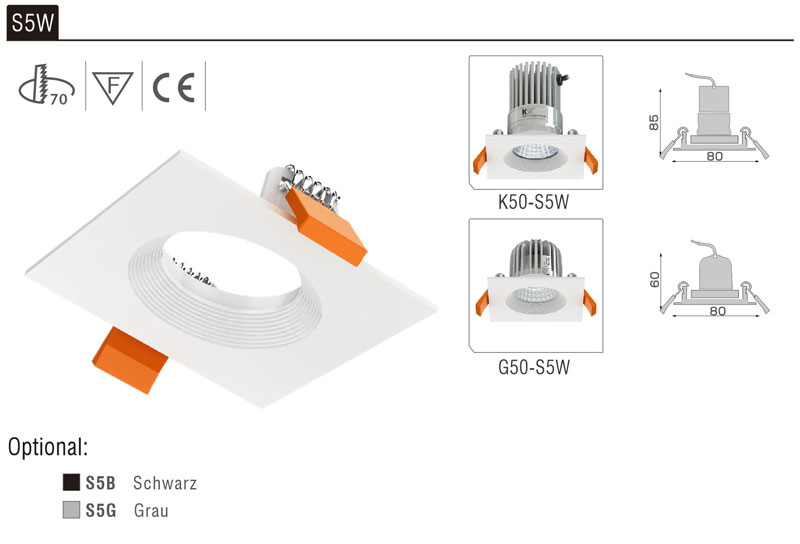 LED Strahler Einbaurahmen S5W