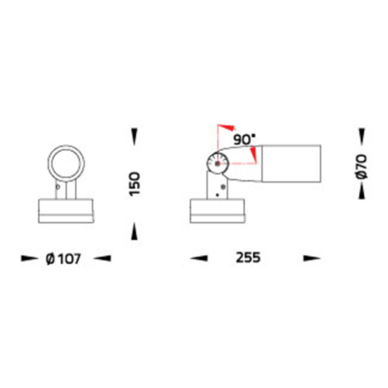 LED Strahler Telescope IP65 Abmessungen
