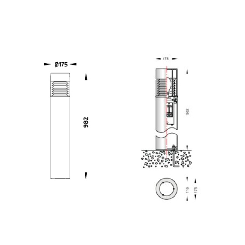 Macron LED Pollerleuchte Abmessungen