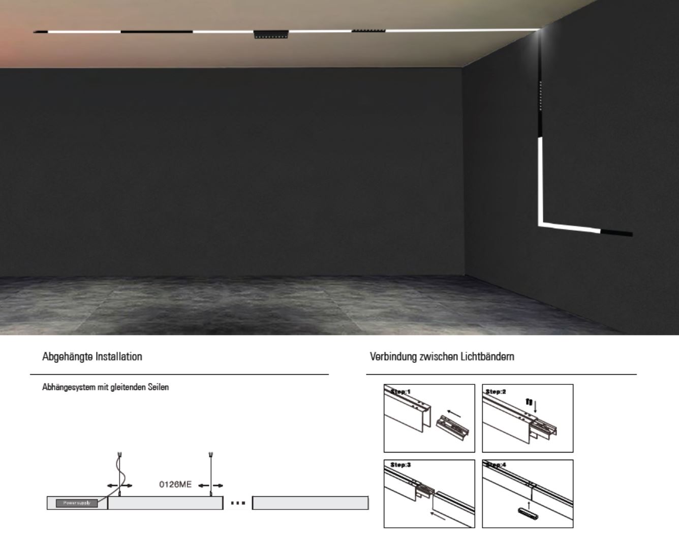 Magnetisches Lichtbandsystem Abhängung