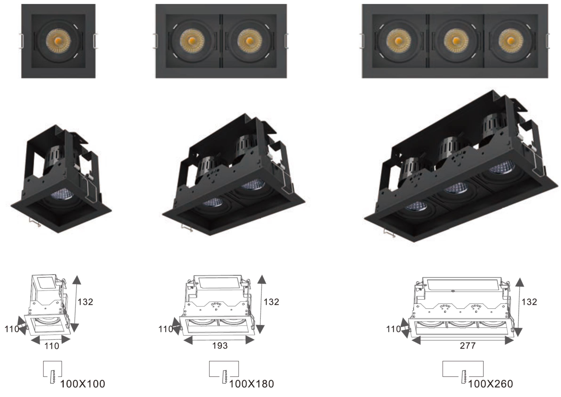 LED Spotlight Matrix Einbaurahmen