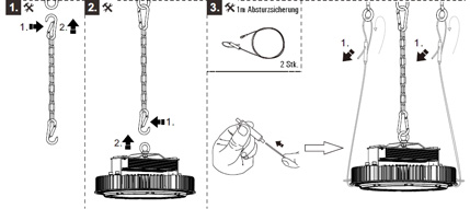 LED Hallenleuchte Montagevarianten