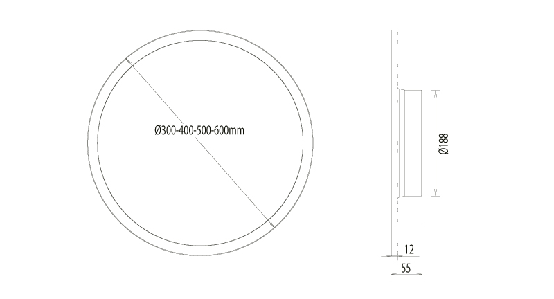 Disc LED Anbau- Einbauleuchte Abmessungen