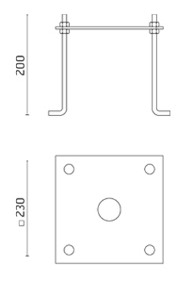LED Strahler Frinco Pfahl zum Eingraben Abmessung