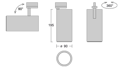 LED Stromschienenstrahler Liva Abmessungen 