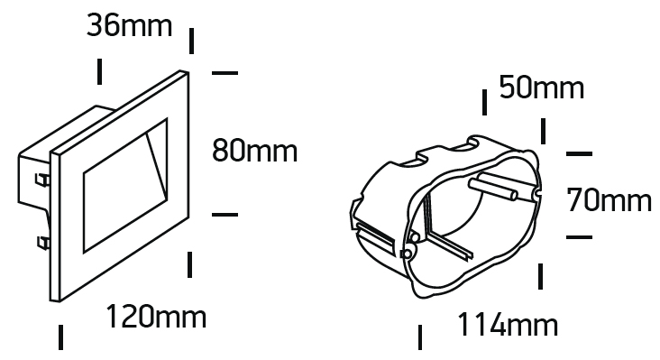 LED Wandeinbauleuchte Leila Abmessung 120mm