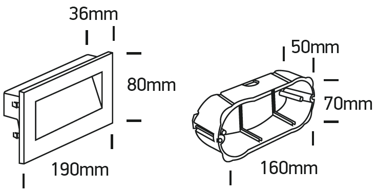 LED Wandeinbauleuchte Leila Abmessung 190mm